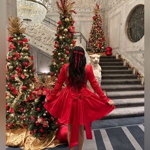 House of CB Nina Bow Back Long Sleeve Corset Minidress